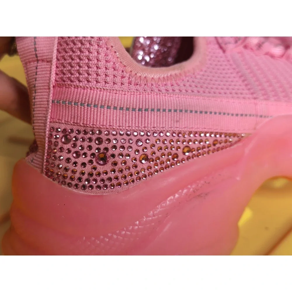 Y2K Steve Madden Women's Girls Maxima Sneaker Size 5 Pink Rhinestone Embellished